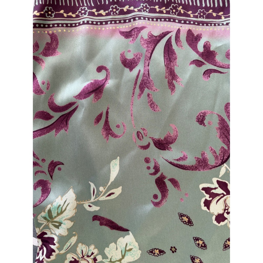 Halston Satin Long Robe Floral Wrap Kimono Loungewear Regencycore Boho L/XL - Picture 11 of 11